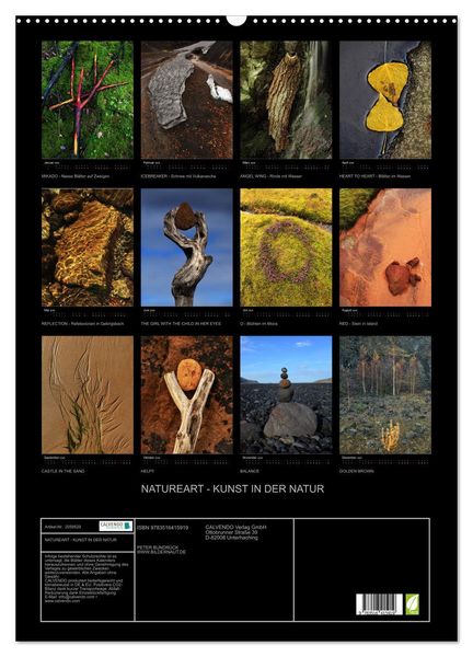 Produktbild: NATUREART - KUNST IN DER NATUR (Wandkalender 2026 DIN A2 hoch), CALVENDO Monatskalender