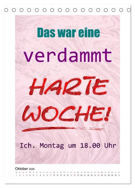 Produktbild: Humor und Ironie. Lustige Spr&uuml;che (Tischkalender 2026 DIN A5 hoch), CALVENDO Monatskalender