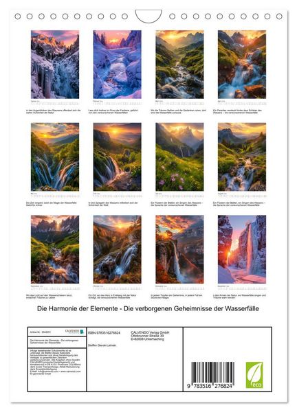 Produktbild: Die Harmonie der Elemente - Die verborgenen Geheimnisse der Wasserf&auml;lle (Wandkalender 2026 DIN A4 hoch), CALVENDO Monatskalender