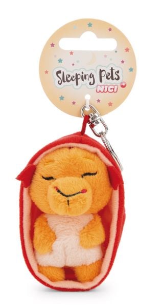 Produktbild: NICI - Schl&uuml;sselanh&auml;nger Sleeping Pets Drache orange 8cm K&ouml;rbchen rot an Header Karte