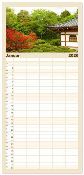 Produktbild: Familienplaner 2026 - G&auml;rten in Japan mit 5 Spalten (Wandkalender, 21 x 45 cm) CALVENDO
