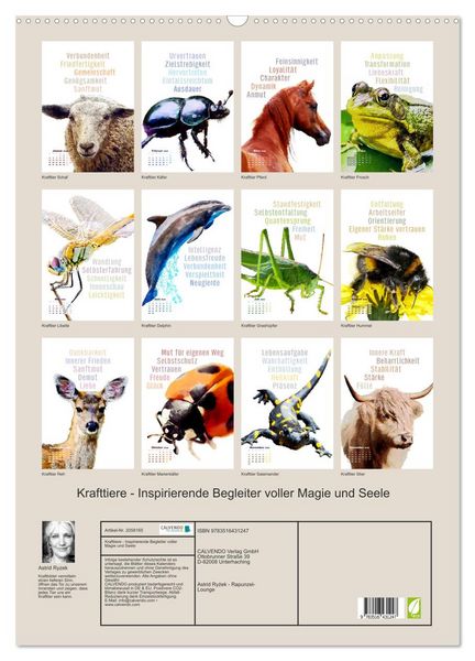 Produktbild: Krafttiere - Inspirierende Begleiter voller Magie und Seele (Wandkalender 2026 DIN A2 hoch), CALVENDO Monatskalender