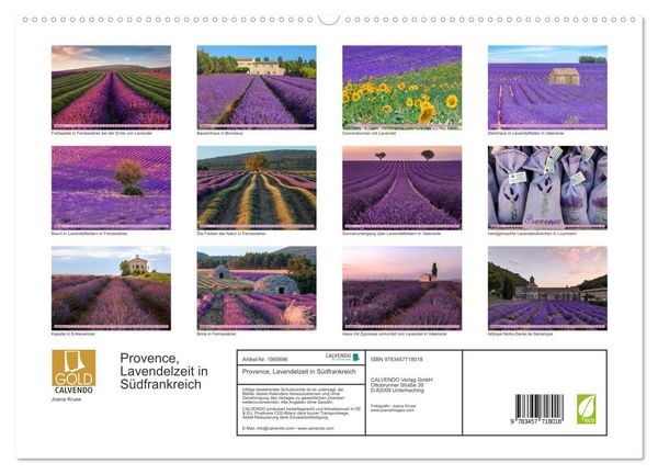 Produktbild: Provence, Lavendelzeit in S&uuml;dfrankreich (hochwertiger Premium Wandkalender 2026 DIN A2 quer), Kunstdruck in Hochglanz