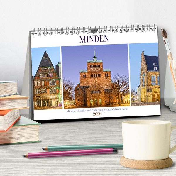 Produktbild: Minden &ndash; Stadt- und Naturmotive aus Ostwestfalen (Tischkalender 2026 DIN A5 quer), CALVENDO Monatskalender