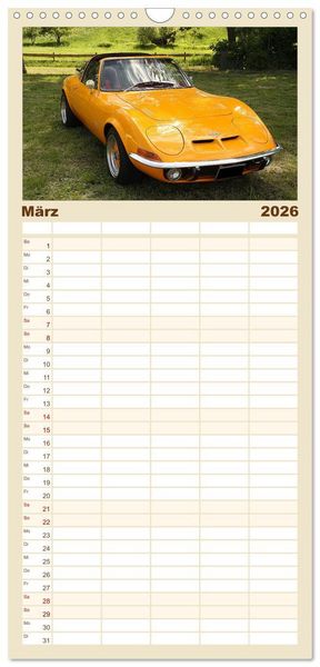 Produktbild: Familienplaner 2026 - Opel GT Der Kalender mit 5 Spalten (Wandkalender, 21 x 45 cm) CALVENDO