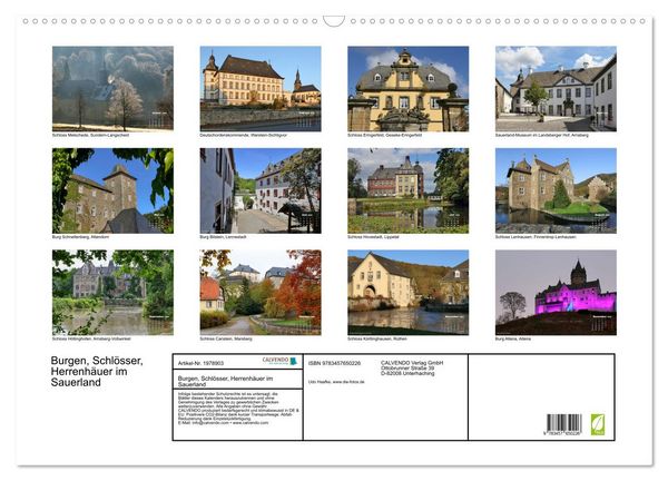Produktbild: Burgen, Schl&ouml;sser, Herrenh&auml;uer im Sauerland (Wandkalender 2026 DIN A2 quer), CALVENDO Monatskalender
