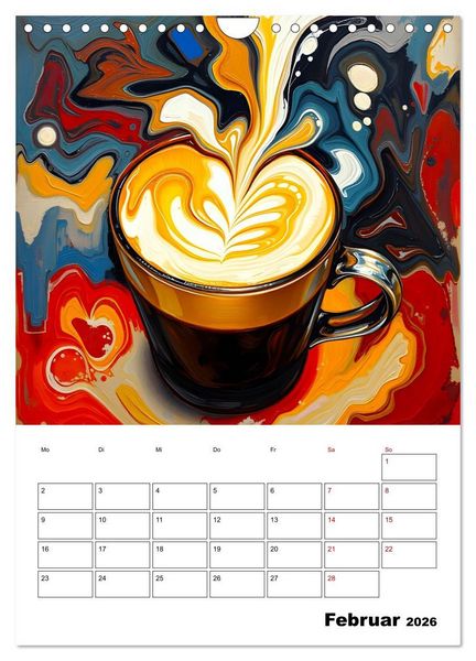 Produktbild: Kaffee trifft Kunst - Aromatische Pinselstriche (Wandkalender 2026 DIN A4 hoch), CALVENDO Monatskalender