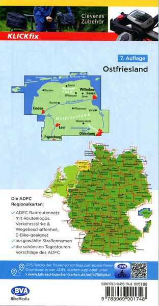Produktbild: BVA ADFC Regionalkarte Ostfriesland 1:75.000