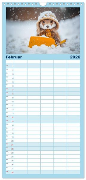 Produktbild: Familienplaner 2026 - Kleine freche Nerze mit 5 Spalten (Wandkalender, 21 x 45 cm) CALVENDO