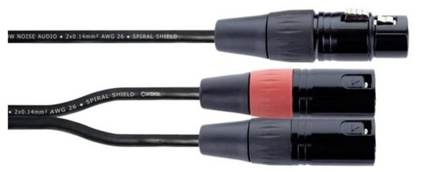 Produktbild: Cordial EY 0,3 FMM XLR Y-Adapter [1x XLR-Buchse 3 polig - 2x XLR-Stecker 3 polig] 0.30 m Schwarz