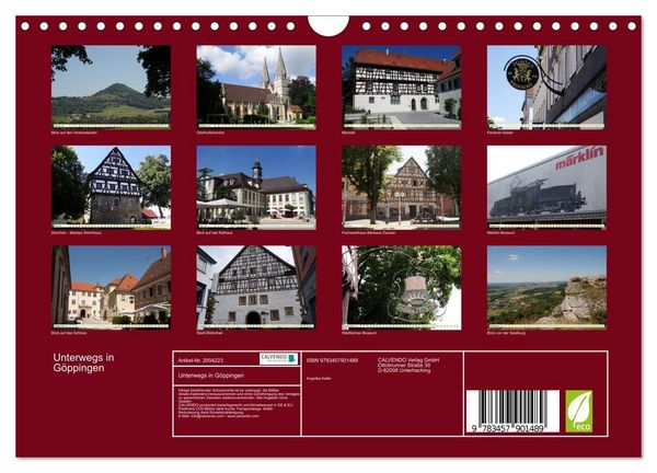 Produktbild: Unterwegs in G&ouml;ppingen (Wandkalender 2026 DIN A4 quer), CALVENDO Monatskalender