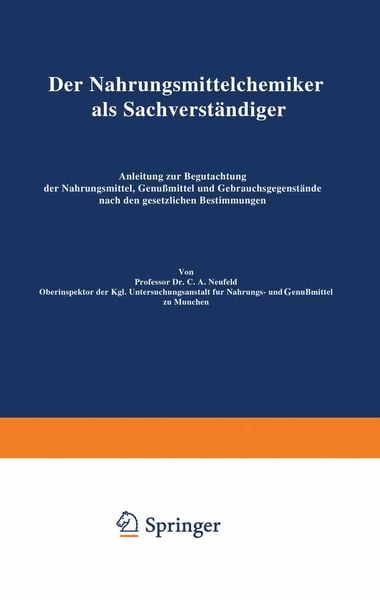 Produktbild: Der Nahrungsmittelchemiker als Sachverst&auml;ndiger