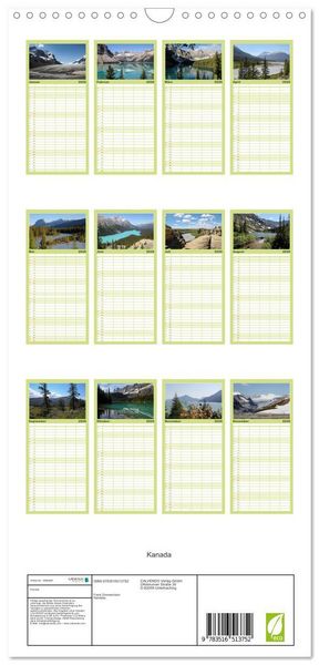 Produktbild: Familienplaner 2026 - Kanada mit 5 Spalten (Wandkalender, 21 x 45 cm) CALVENDO