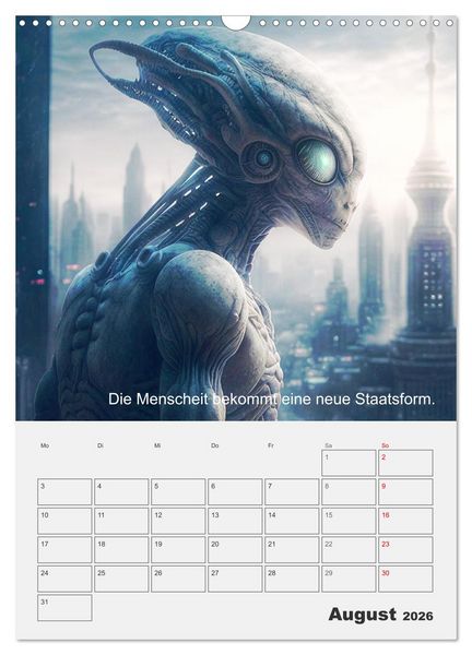 Produktbild: Aliens sind gelandet. Wie k&ouml;nnte diese Zukunftsvision f&uuml;r uns Menschen aussehen? (Wandkalender 2026 DIN A3 hoch), CALVENDO Monatskalender