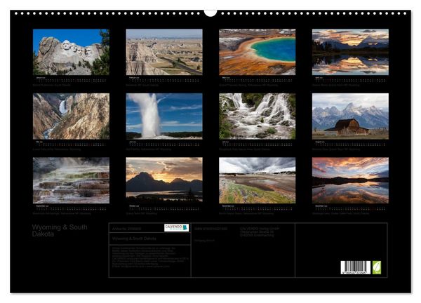 Produktbild: Wyoming & South Dakota (Wandkalender 2026 DIN A2 quer), CALVENDO Monatskalender