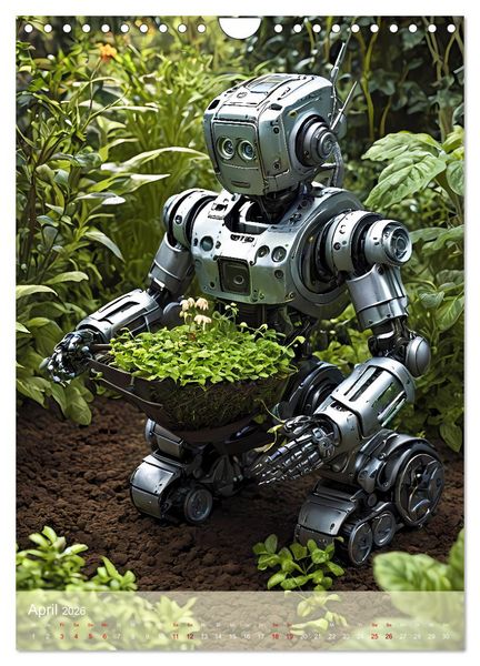 Produktbild: Roboter im Garten - Kleine Helfer (Wandkalender 2026 DIN A4 hoch), CALVENDO Monatskalender