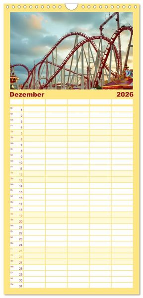 Produktbild: Familienplaner 2026 - Riesenr&auml;der und Kirmes mit 5 Spalten (Wandkalender, 21 x 45 cm) CALVENDO
