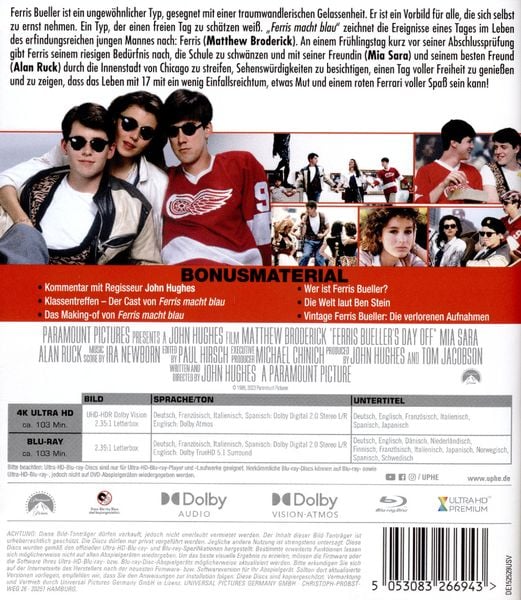 Produktbild: Ferris macht blau (4K Ultra HD) (+ Blu-ray 2D)
