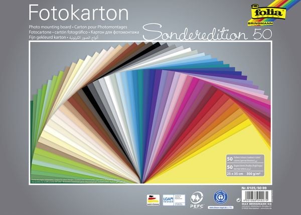 Folia Fotokarton 300g/m² 25x35cm, 50 Bogen farbig