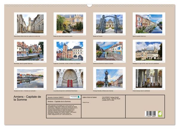 Produktbild: Amiens - Capitale de la Somme (Calendrier mural 2026 DIN A2 vertical), CALVENDO calendrier mensuel
