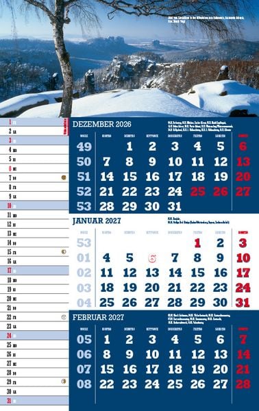 Produktbild: Drei-Monatskalender Sachsen 2027