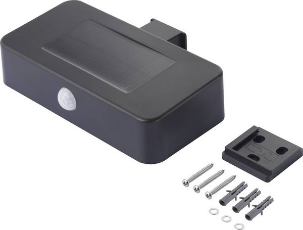 Produktbild: Sygonix SY-4677502 Solar-Au&szlig;enwandleuchte mit Bewegungsmelder SMD LED 1W Schwarz