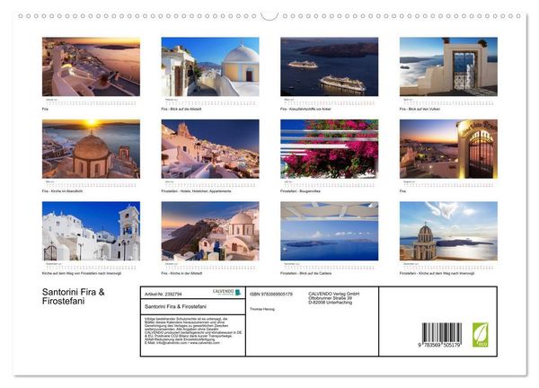 Produktbild: Santorini Fira & Firostefani (Wandkalender 2027 DIN A2 quer), CALVENDO Monatskalender