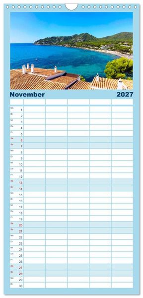 Produktbild: Familienplaner 2027 - MALLORCA, Meine Balearische Insel mit 5 Spalten (Wandkalender, 21 x 45 cm) CALVENDO