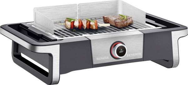 Severin 8114 Elektro Grill 2 Grillzonen Schwarz, Silber