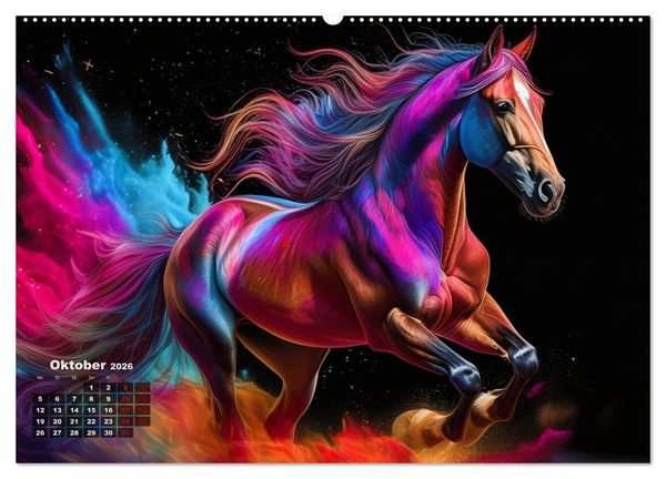 Produktbild: Pferde im Farbenrausch (Wandkalender 2026 DIN A2 quer), CALVENDO Monatskalender
