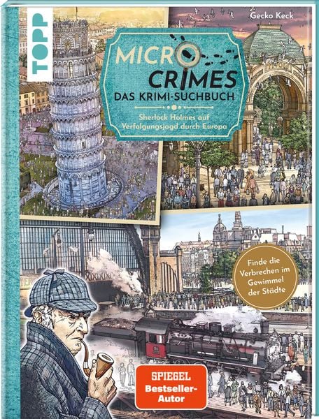 Produktbild: Micro Crimes. Das Krimi-Suchbuch. Sherlock Holmes auf Verfolgungsjagd durch Europa. Finde die Ganoven im Gewimmel der Goldenen 20er