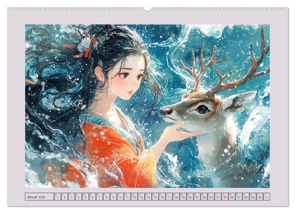 Produktbild: Traumwelten. Mangas mit magischen Begegnungen (hochwertiger Premium Wandkalender 2026 DIN A2 quer), Kunstdruck in Hochglanz