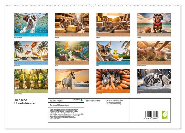 Produktbild: Tierische Urlaubstr&auml;ume (hochwertiger Premium Wandkalender 2026 DIN A2 quer), Kunstdruck in Hochglanz