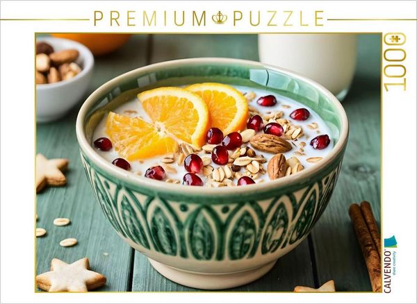 CALVENDO Puzzle Müsli Stillleben - Festliche Winterfreude mit Orange und Gewürzen | 1000 Teile Lege-Größe 64x48cm Foto-Puzzle für glückliche Stunden