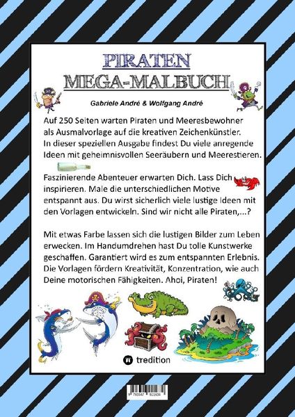 Produktbild: MEGA MALBUCH - 250 TOLLE PIRATENMOTIVE - MEERESTIERE - MUSCHELN - SCHATZKISTEN - HAIE - KRAKEN - SCHIFFE - PIRATEN