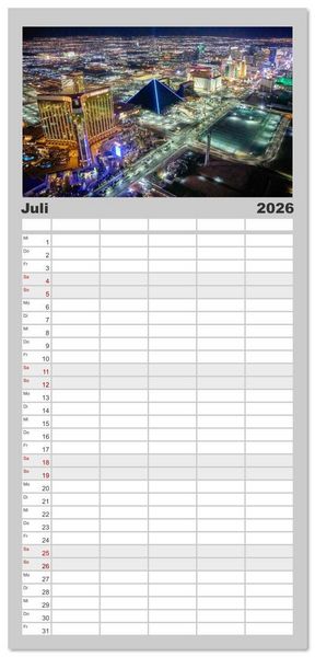 Produktbild: Familienplaner 2026 - Las Vegas Nightlife - Neonlichter, Casinos und unvergessliche N&auml;chte mit 5 Spalten (Wandkalender, 21 x 45 cm) CALVENDO