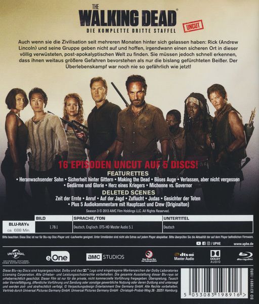 The Walking Dead - Staffel 3 - Uncut  [5 BRs]