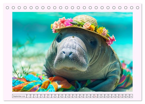 Produktbild: Modische Manatees. Charmante Seek&uuml;he mit Stil (Tischkalender 2026 DIN A5 quer), CALVENDO Monatskalender