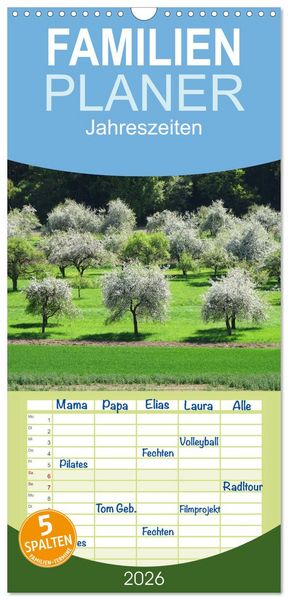 Produktbild: Familienplaner 2026 - Jahreszeiten mit 5 Spalten (Wandkalender, 21 x 45 cm) CALVENDO
