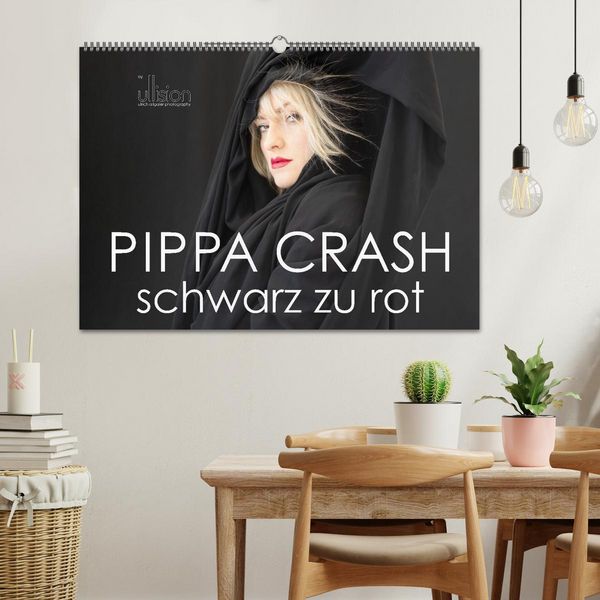 Produktbild: PIPPA CRASH &ndash; schwarz zu rot (Wandkalender 2026 DIN A2 quer), CALVENDO Monatskalender