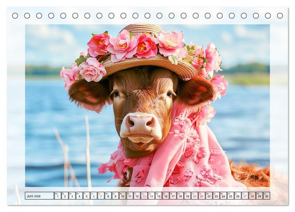 Produktbild: Haute Kuh-ture f&uuml;r das Rind von Welt! Modische K&uuml;he voll im Trend (Tischkalender 2026 DIN A5 quer), CALVENDO Monatskalender