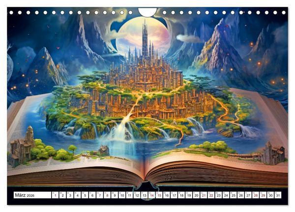Produktbild: Mystische Welten - Mit B&uuml;chern die Grenzen der Phantasie erweitern (Wandkalender 2026 DIN A4 quer), CALVENDO Monatskalender