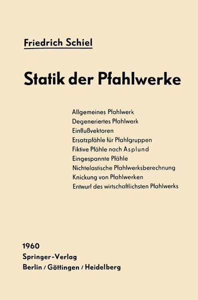 Produktbild: Statik der Pfahlwerke
