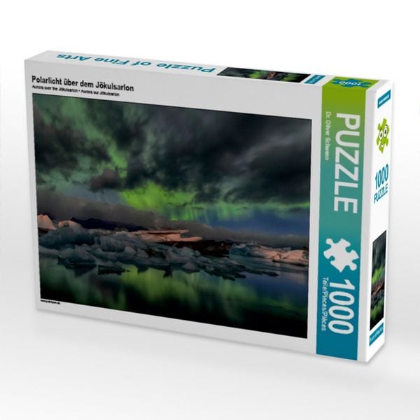 CALVENDO Puzzle Polarlicht über dem Jökulsarlon | 1000 Teile Lege-Größe 64 × 48 cm Foto-Puzzle für glückliche Stunden