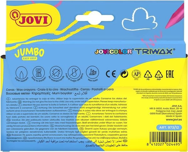 Produktbild: JOVI - JOVICOLOR TRIWAX Wachsmalstifte, 12er Set