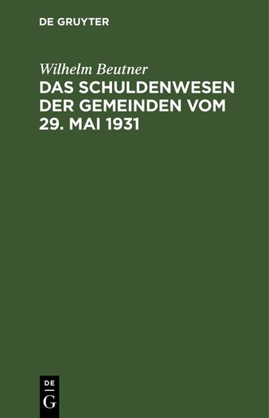 Produktbild: Das Schuldenwesen der Gemeinden