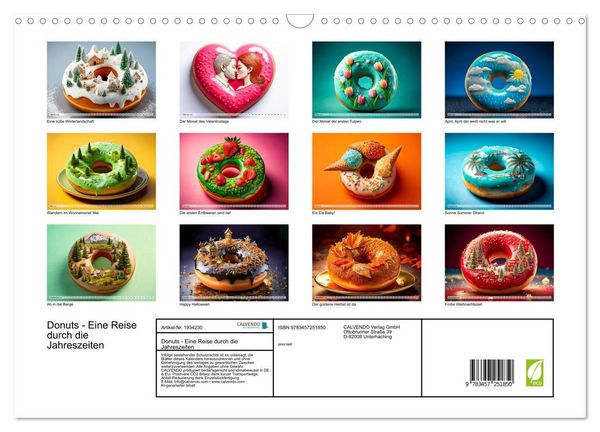 Produktbild: Donuts - Eine Reise durch die Jahreszeiten (Wandkalender 2026 DIN A3 quer), CALVENDO Monatskalender