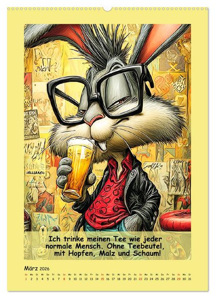 Produktbild: Kneipen-Hasen. Trinkende Spr&uuml;cheklopfer (Wandkalender 2026 DIN A2 hoch), CALVENDO Monatskalender