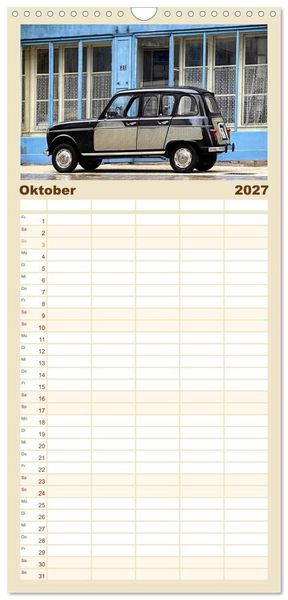 Produktbild: Familienplaner 2027 - Kultauto aus Frankreich - Renault 4 mit 5 Spalten (Wandkalender, 21 x 45 cm) CALVENDO