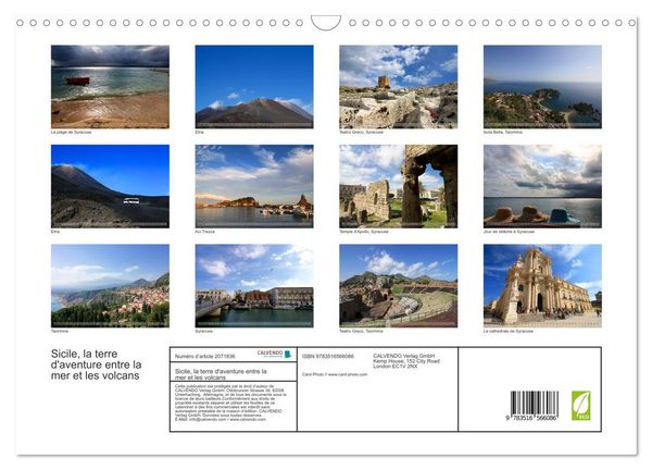 Produktbild: Sicile, la terre d'aventure entre la mer et les volcans (Calendrier mural 2026 DIN A3 vertical), CALVENDO calendrier mensuel